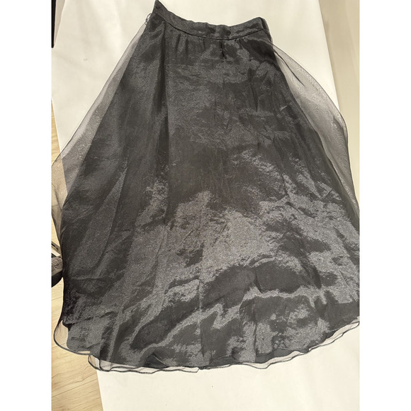 Vintage Whimsigoth Maxi Skirt Sheer Black Organza Lined Goth Evening Sheen Sz 14 - Picture 10 of 11